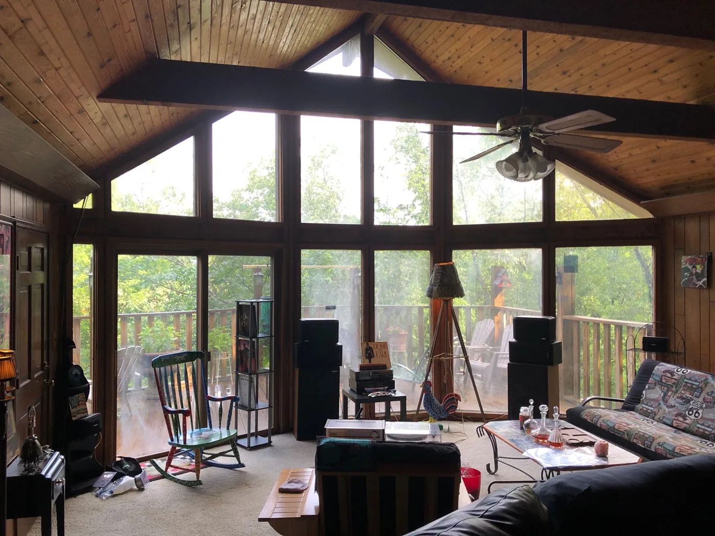 Sunroom wall of glass with window film