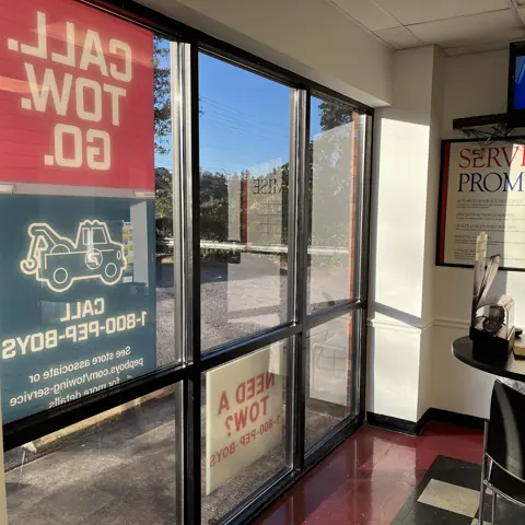 Auto service showroom windows